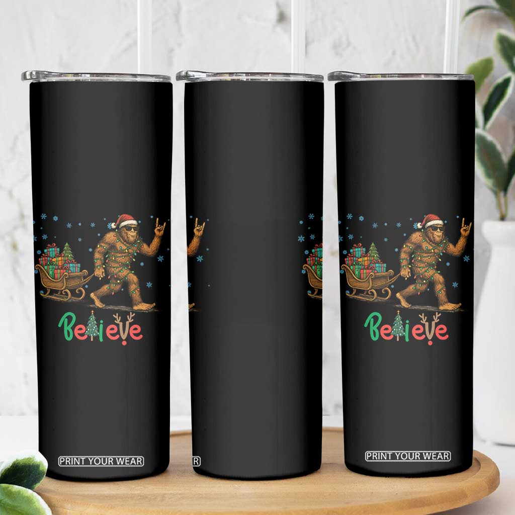Bigfoot Christmas Skinny Tumbler Believe Funny Holiday Gift TS12 Print Your Wear
