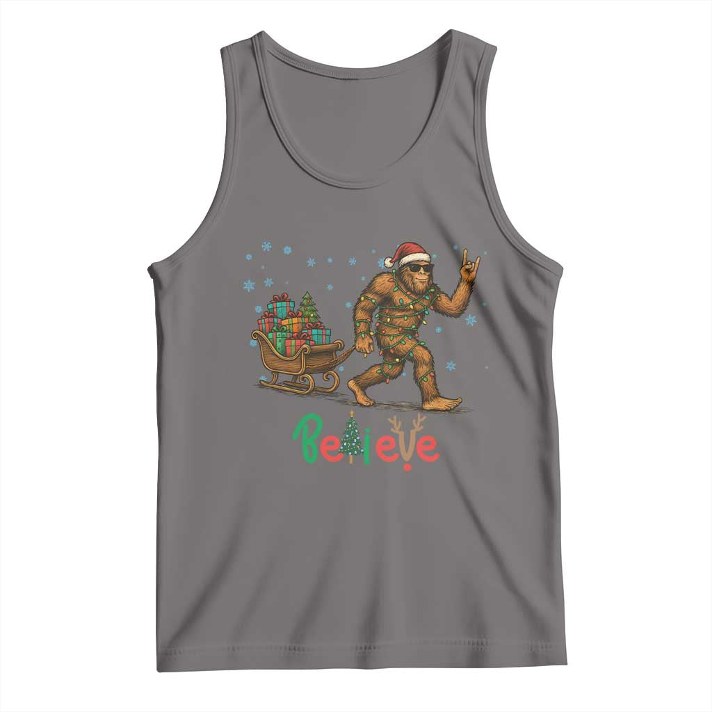 Bigfoot Christmas Tank Top Believe Funny Holiday Gift TS12 Deep Heather Print Your Wear