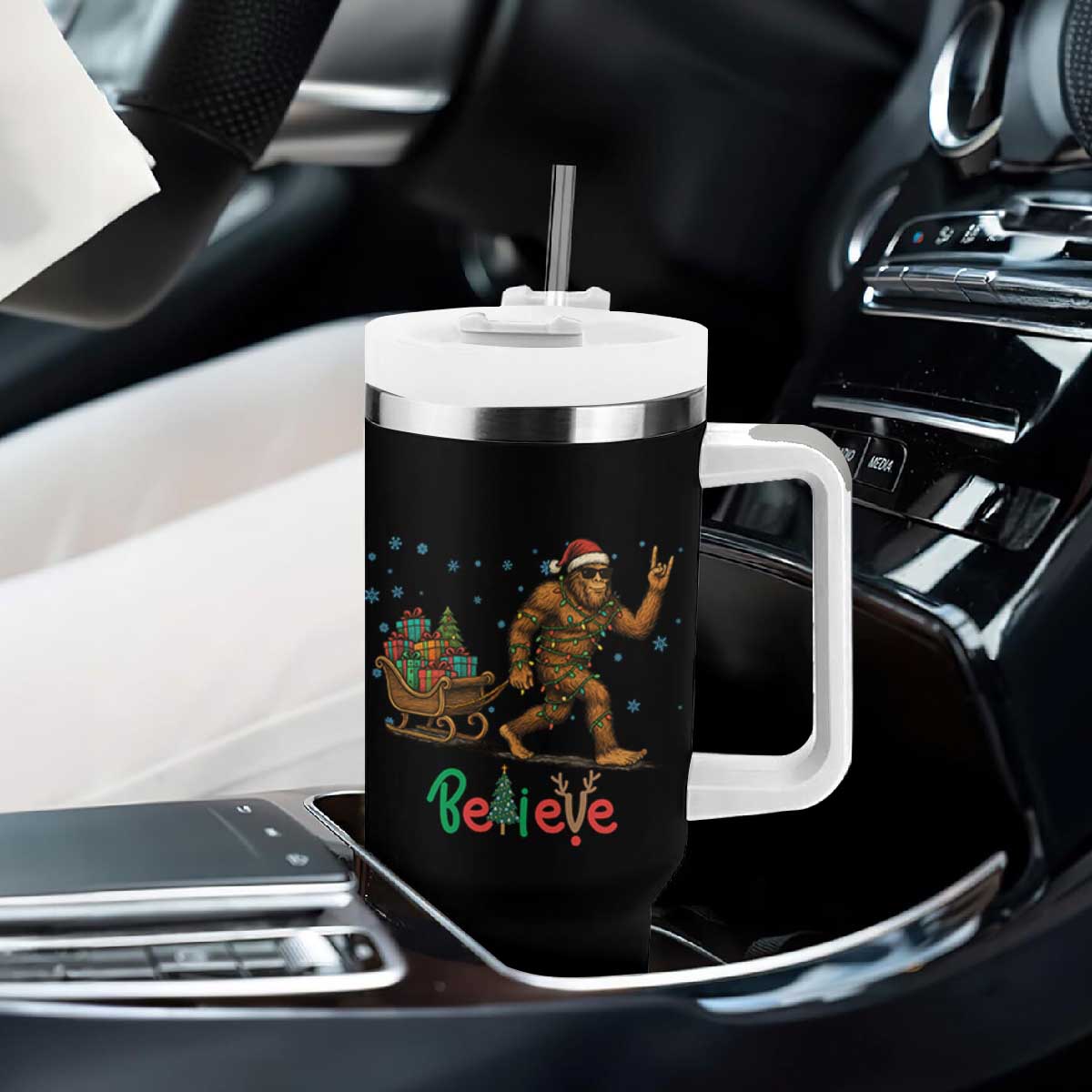 Bigfoot Christmas Tumbler With Handle Believe Funny Holiday Gift TS12 Print Your Wear