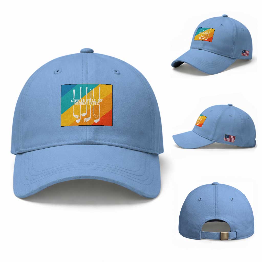 Funny Golf Clubs Baseball Cap Life Is Full Of Important Choices TS12 Baseball Cap Universal Fit Light Blue Print Your Wear