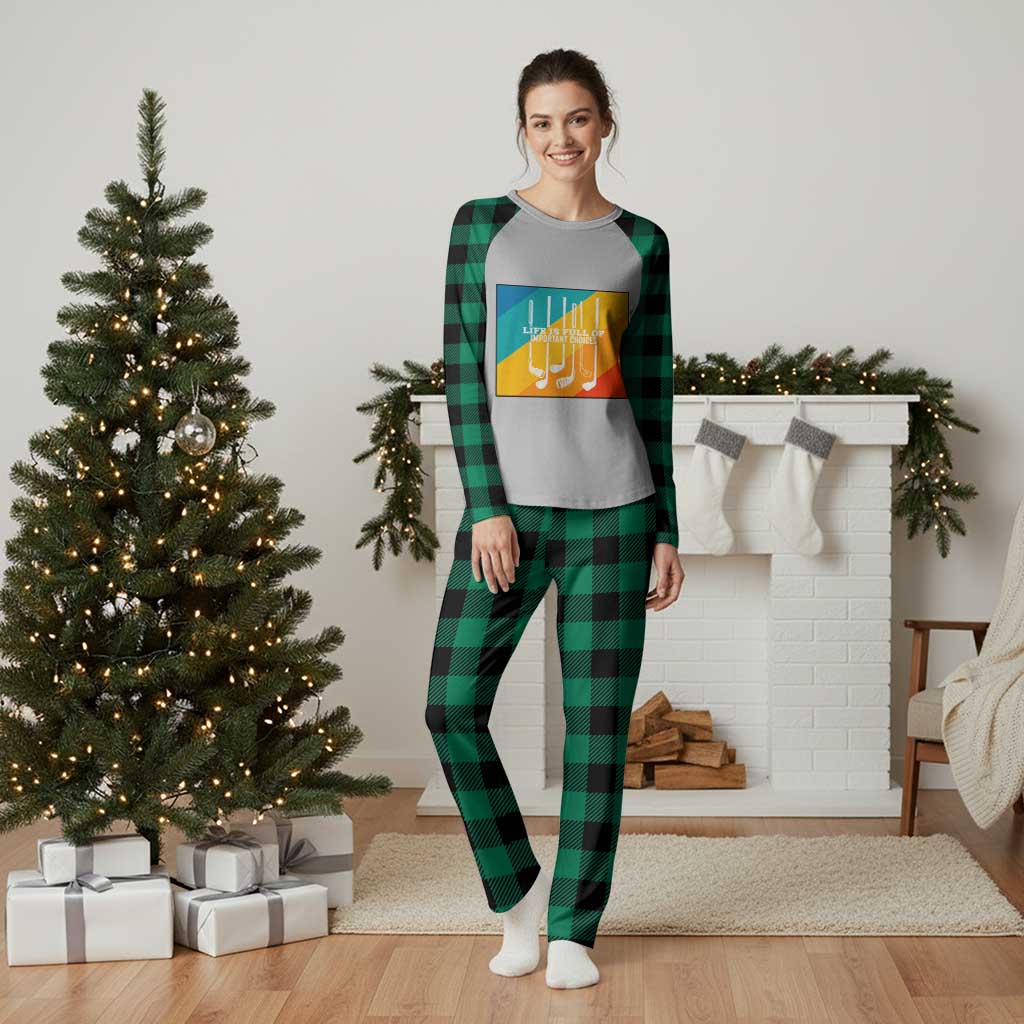 Funny Golf Clubs Plaid Pajama Set Life Is Full Of Important Choices TS12 Green Plaid Print Your Wear