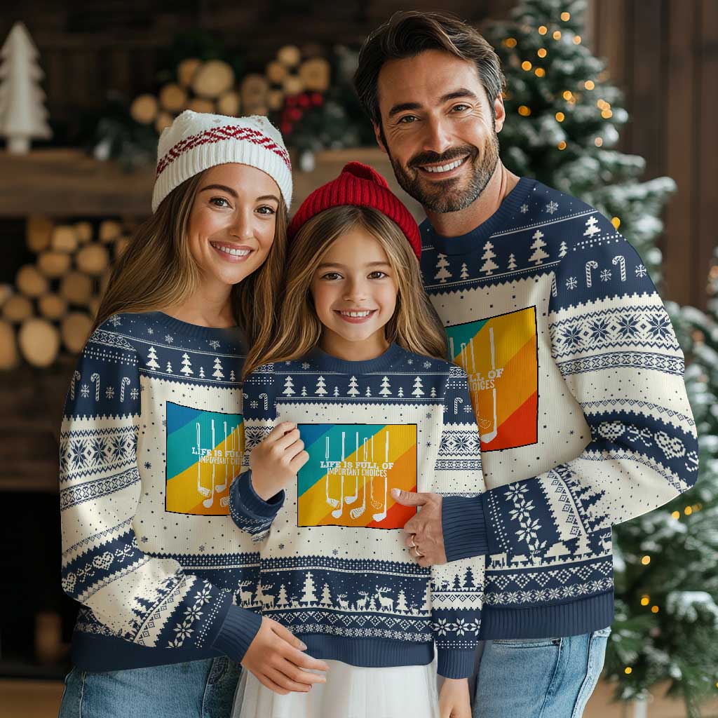 Funny Golf Clubs Ugly Christmas Sweater Life Is Full Of Important Choices TS12 Beige Navy Print Your Wear
