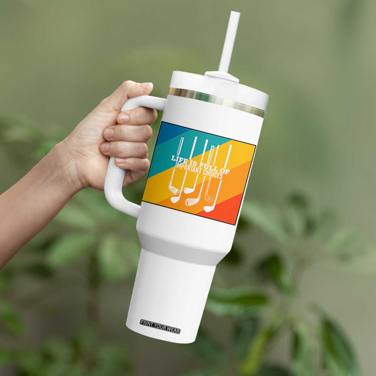 Funny Golf Clubs Tumbler With Handle Life Is Full Of Important Choices TS12 Print Your Wear