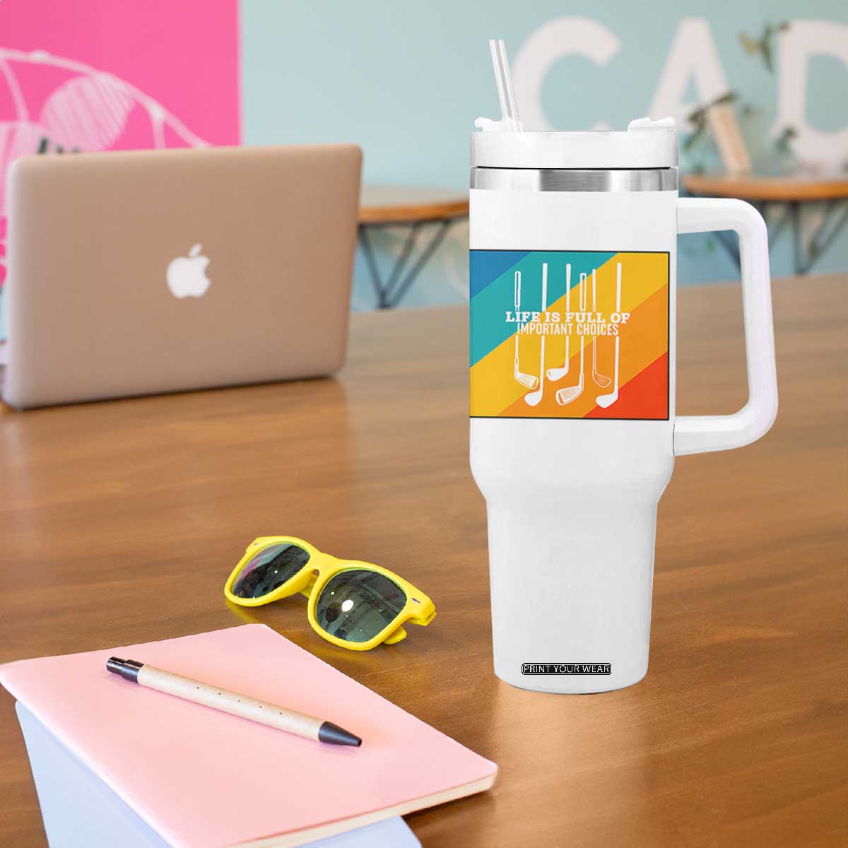 Funny Golf Clubs Tumbler With Handle Life Is Full Of Important Choices TS12 Print Your Wear