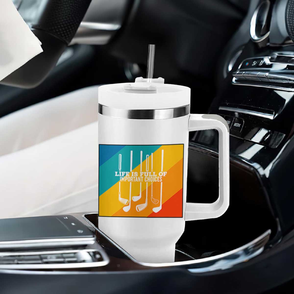 Funny Golf Clubs Tumbler With Handle Life Is Full Of Important Choices TS12 Print Your Wear