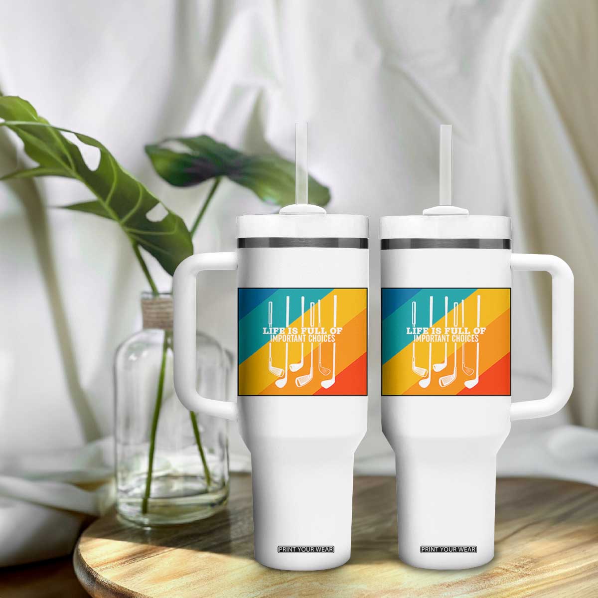 Funny Golf Clubs Tumbler With Handle Life Is Full Of Important Choices TS12 Print Your Wear