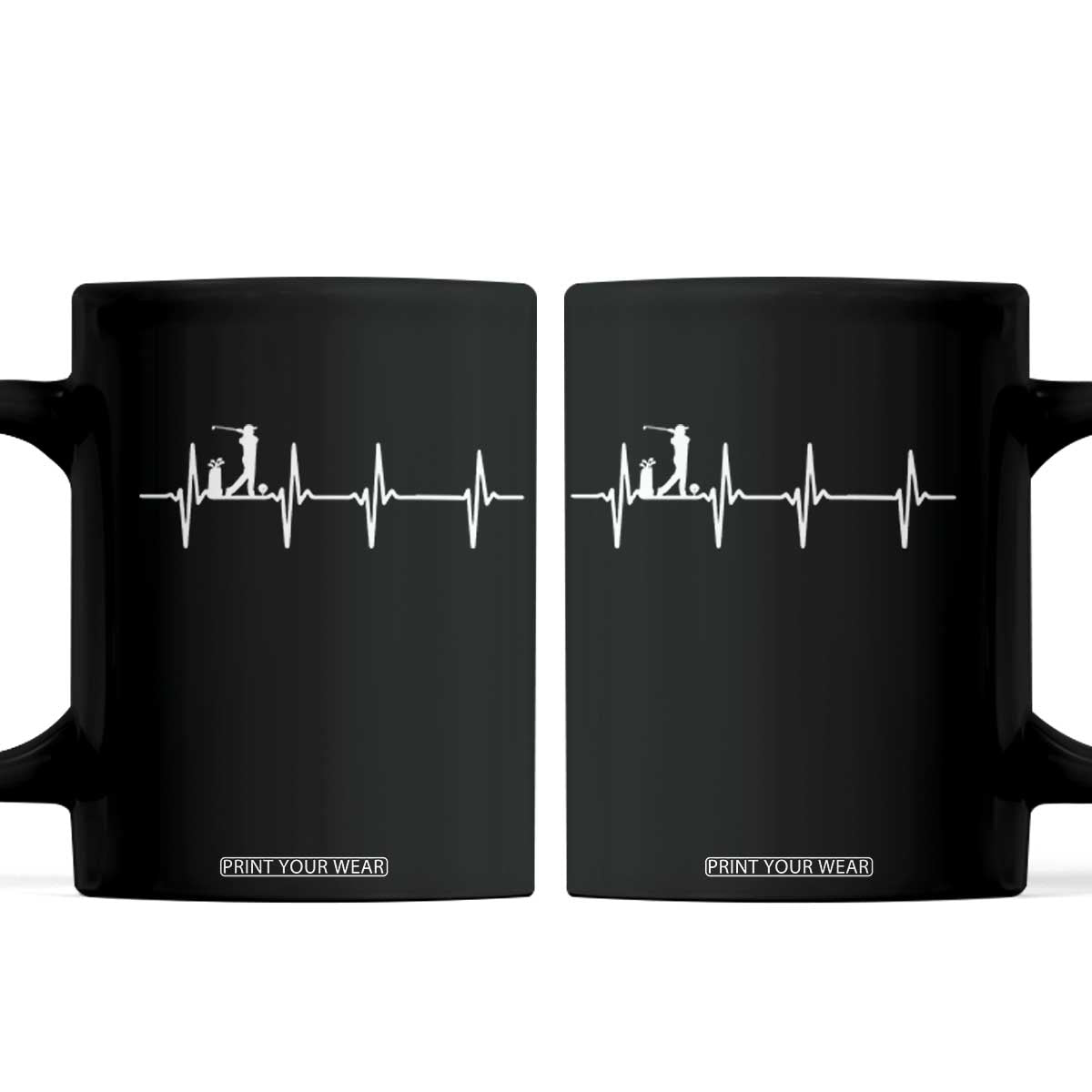 Golf Heartbeat Coffee Mug Funny Sport Lover Gift TS12 Black Print Your Wear