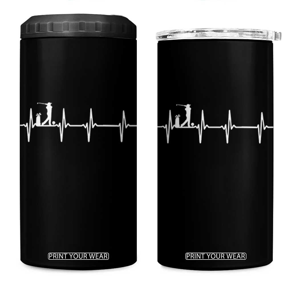 Golf Heartbeat 4 in 1 Can Cooler Tumbler Funny Sport Lover Gift TS12 One Size: 16 oz Black Print Your Wear