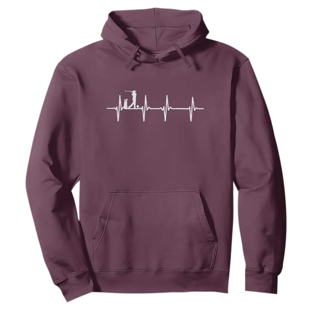 Golf Heartbeat Hoodie Funny Sport Lover Gift TS12 Maroon Print Your Wear