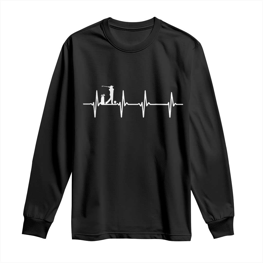 Golf Heartbeat Long Sleeve Shirt Funny Sport Lover Gift TS12 Black Print Your Wear