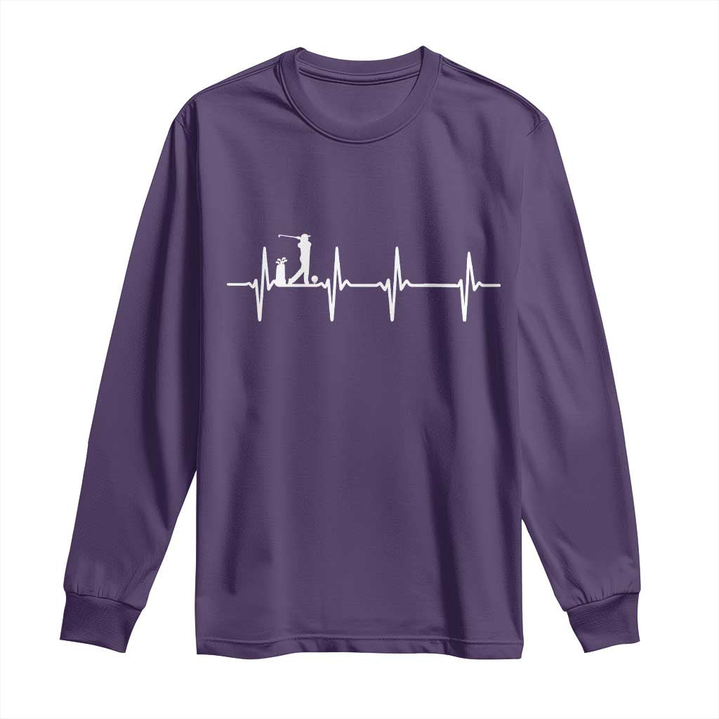 Golf Heartbeat Long Sleeve Shirt Funny Sport Lover Gift TS12 Purple Print Your Wear