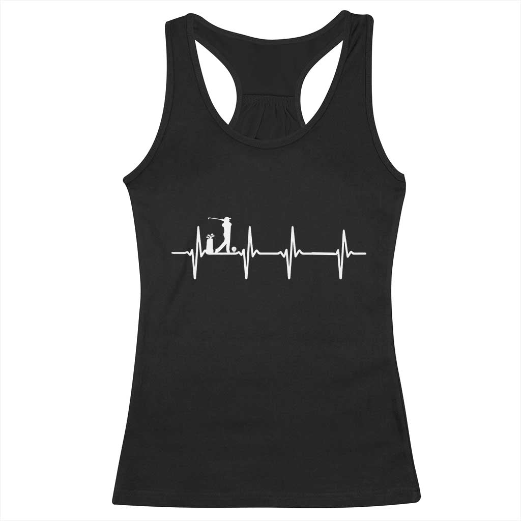 Golf Heartbeat Racerback Tank Top Funny Sport Lover Gift TS12 Black Print Your Wear