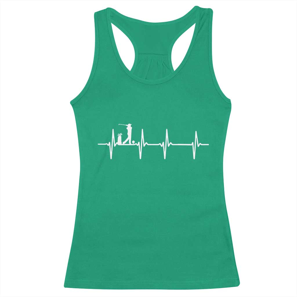 Golf Heartbeat Racerback Tank Top Funny Sport Lover Gift TS12 Irish Green Print Your Wear