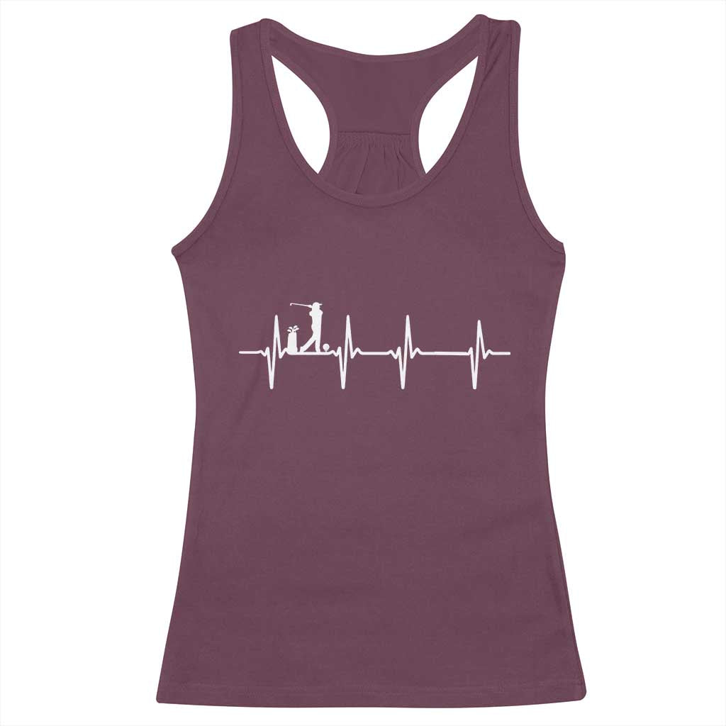 Golf Heartbeat Racerback Tank Top Funny Sport Lover Gift TS12 Maroon Print Your Wear