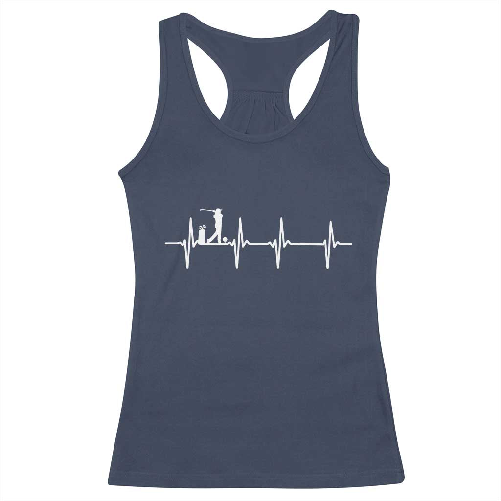 Golf Heartbeat Racerback Tank Top Funny Sport Lover Gift TS12 Navy Print Your Wear
