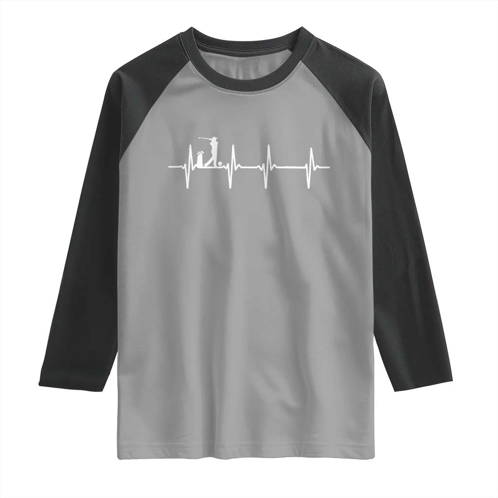 Golf Heartbeat Raglan Shirt Funny Sport Lover Gift TS12 Sport Gray Black Print Your Wear