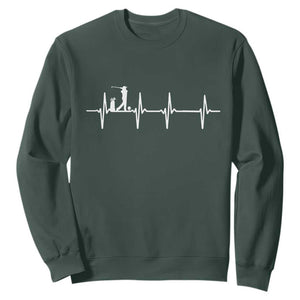 Golf Heartbeat Sweatshirt Funny Sport Lover Gift TS12 Dark Forest Green Print Your Wear