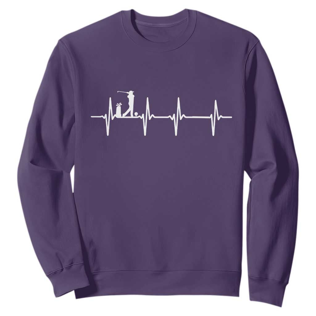 Golf Heartbeat Sweatshirt Funny Sport Lover Gift TS12 Purple Print Your Wear