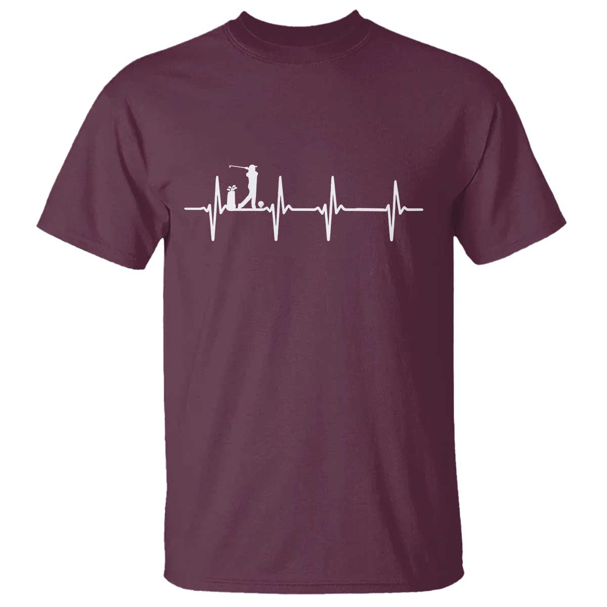 Golf Heartbeat T Shirt Funny Sport Lover Gift TS12 Maroon Print Your Wear