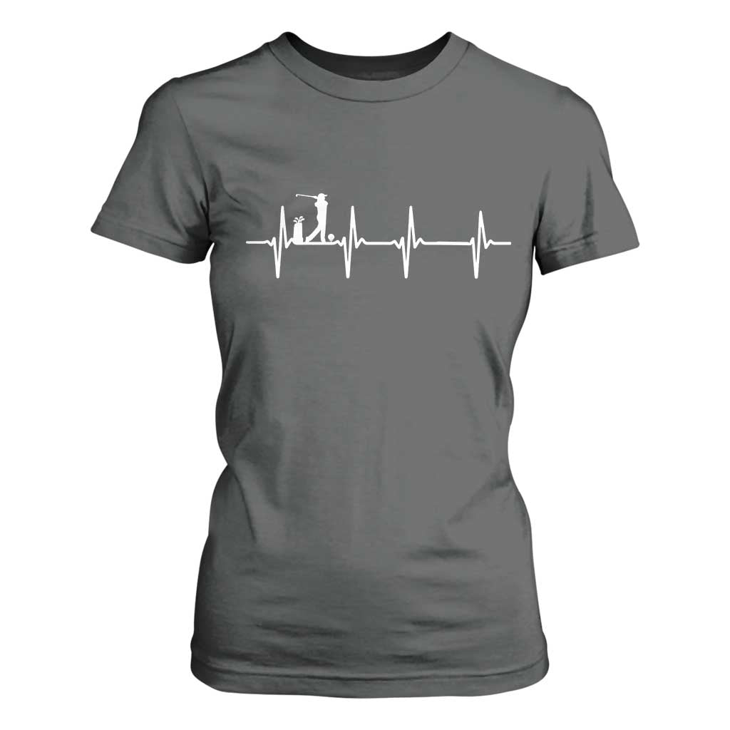 Golf Heartbeat T Shirt For Women Funny Sport Lover Gift TS12 Dark Heather Print Your Wear