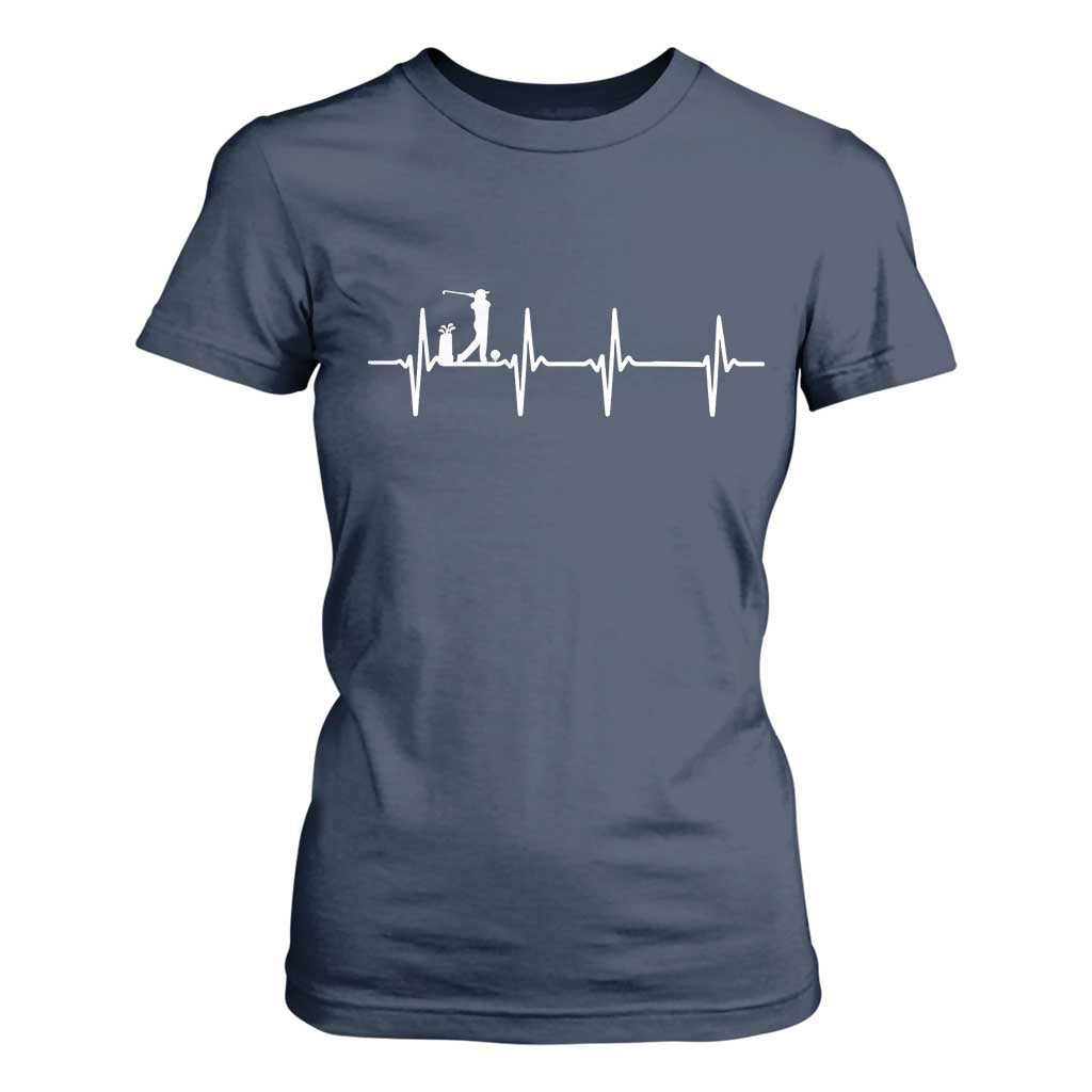 Golf Heartbeat T Shirt For Women Funny Sport Lover Gift TS12 Navy Print Your Wear
