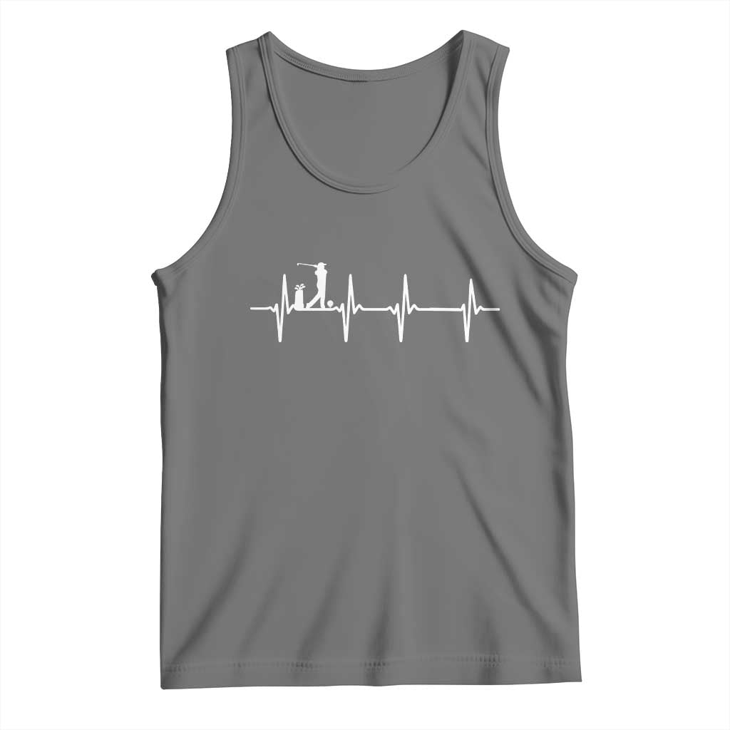 Golf Heartbeat Tank Top Funny Sport Lover Gift TS12 Black Heather Print Your Wear