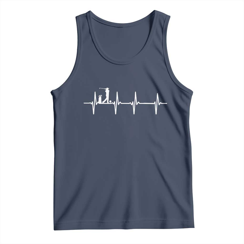 Golf Heartbeat Tank Top Funny Sport Lover Gift TS12 Navy Print Your Wear