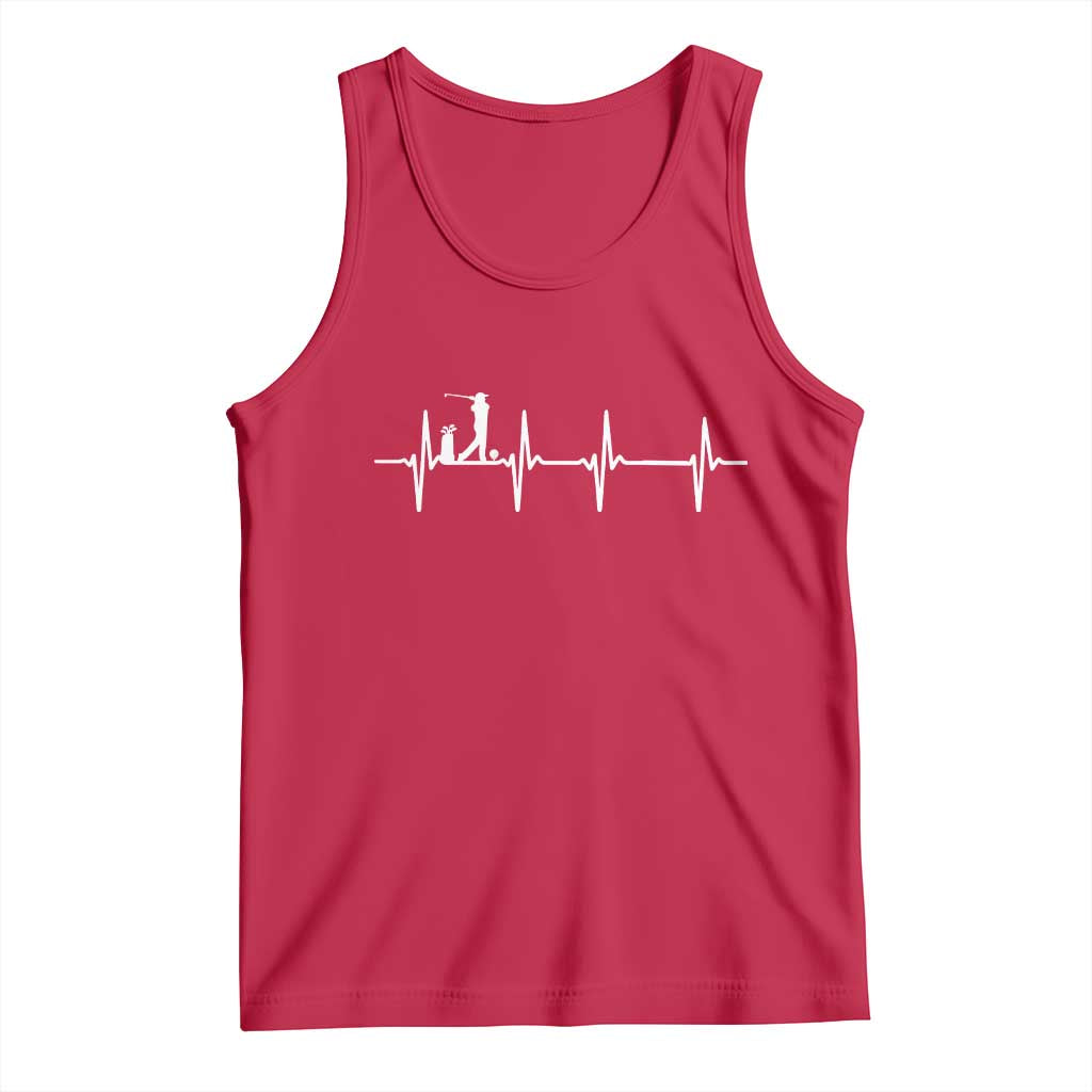 Golf Heartbeat Tank Top Funny Sport Lover Gift TS12 Red Print Your Wear