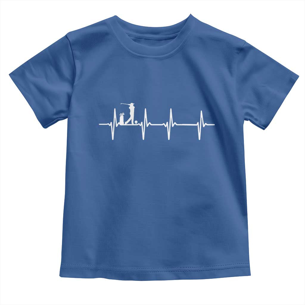 Golf Heartbeat Toddler T Shirt Funny Sport Lover Gift TS12 Royal Blue Print Your Wear