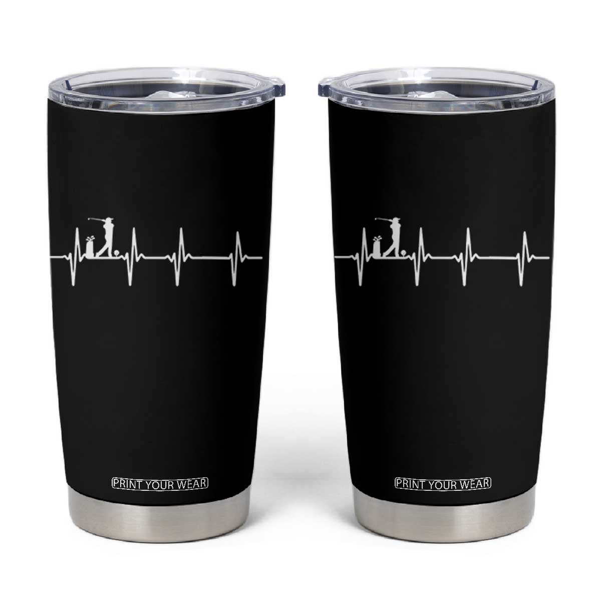 Golf Heartbeat Tumbler Cup Funny Sport Lover Gift TS12 Black Print Your Wear