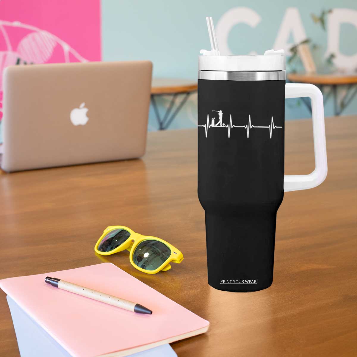 Golf Heartbeat Tumbler With Handle Funny Sport Lover Gift TS12 Print Your Wear