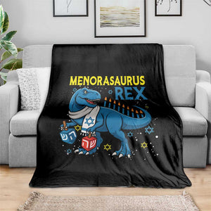 Funny Hanukkah Dinosaur With Dreidel Menorah Pun Gift Throw Blanket Menorasaurus Rex TS12 Print Your Wear