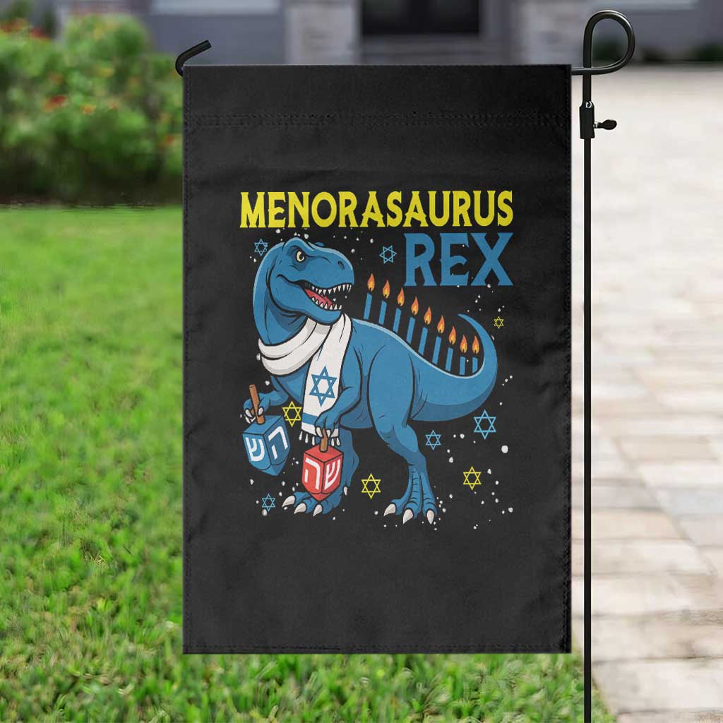 Funny Hanukkah Dinosaur With Dreidel Menorah Pun Gift Garden Flag Menorasaurus Rex TS12 Print Your Wear