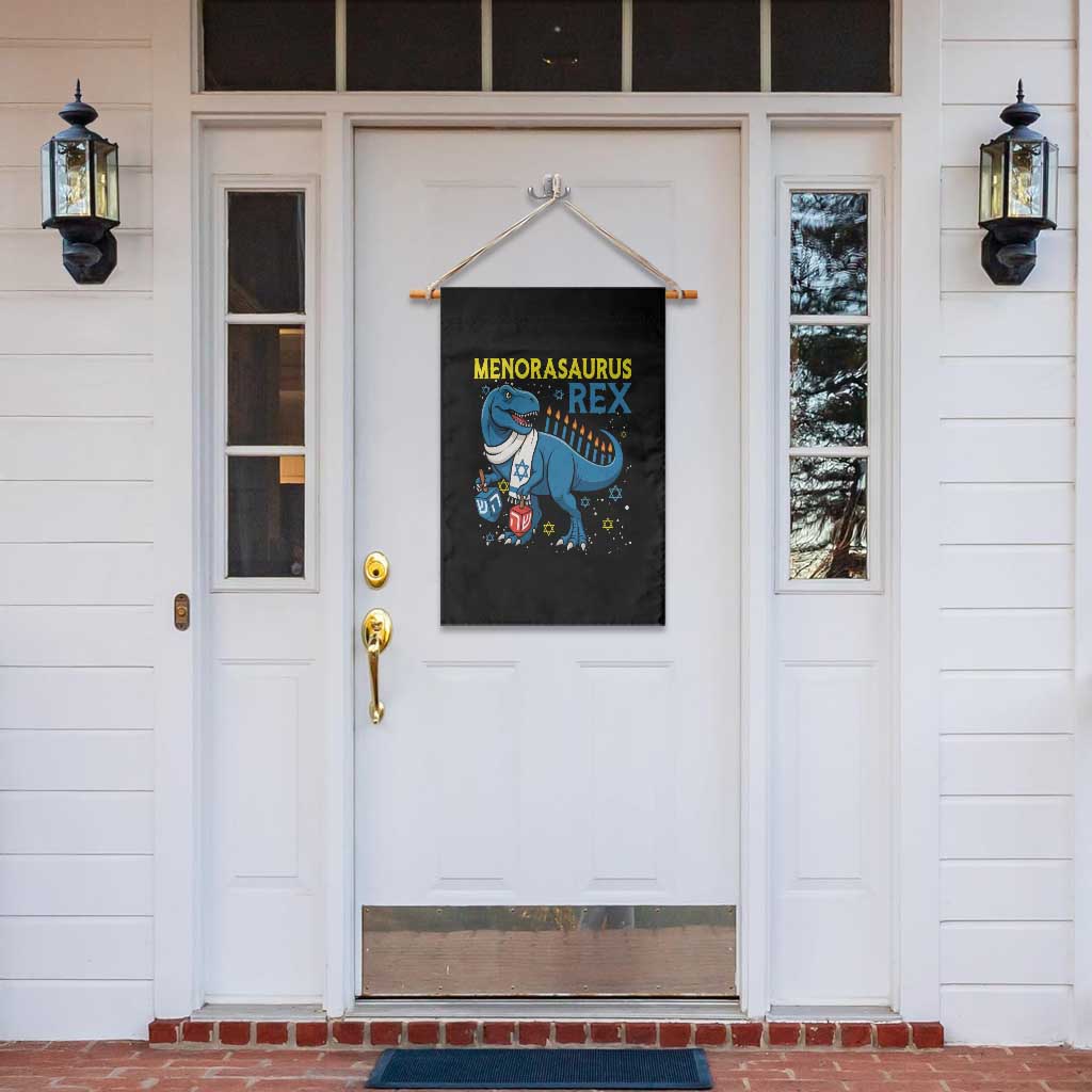 Funny Hanukkah Dinosaur With Dreidel Menorah Pun Gift Garden Flag Menorasaurus Rex TS12 Print Your Wear