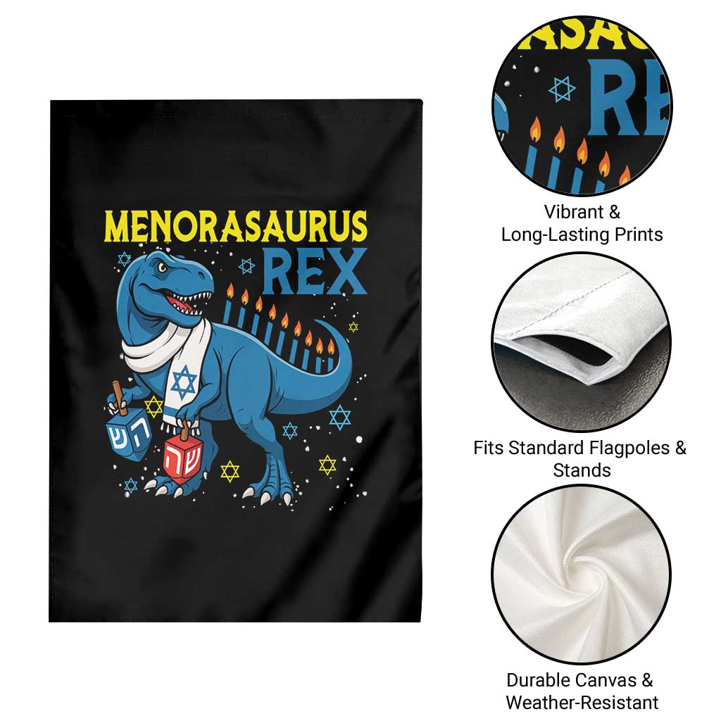 Funny Hanukkah Dinosaur With Dreidel Menorah Pun Gift Garden Flag Menorasaurus Rex TS12 Print Your Wear