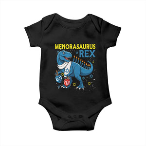 Funny Hanukkah Dinosaur With Dreidel Menorah Pun Gift Baby Onesie Menorasaurus Rex TS12 Black Print Your Wear