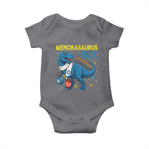 Funny Hanukkah Dinosaur With Dreidel Menorah Pun Gift Baby Onesie Menorasaurus Rex TS12 Charcoal Print Your Wear