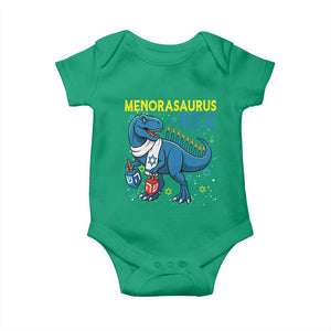 Funny Hanukkah Dinosaur With Dreidel Menorah Pun Gift Baby Onesie Menorasaurus Rex TS12 Irish Green Print Your Wear