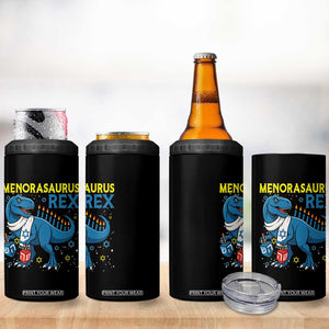 Funny Hanukkah Dinosaur With Dreidel Menorah Pun Gift 4 in 1 Can Cooler Tumbler Menorasaurus Rex TS12 Print Your Wear