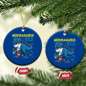 Funny Hanukkah Dinosaur With Dreidel Menorah Pun Gift Ceramic Ornament Menorasaurus Rex TS12 1pc Blue Print Your Wear