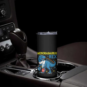 Funny Hanukkah Dinosaur With Dreidel Menorah Pun Gift Skinny Tumbler Menorasaurus Rex TS12 Print Your Wear