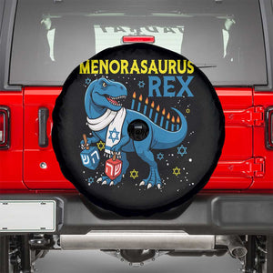 Funny Hanukkah Dinosaur With Dreidel Menorah Pun Gift Spare Tire Cover Menorasaurus Rex TS12 Black Print Your Wear