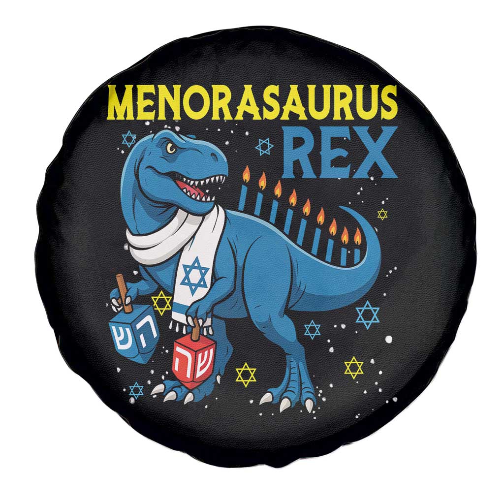 Funny Hanukkah Dinosaur With Dreidel Menorah Pun Gift Spare Tire Cover Menorasaurus Rex TS12 Print Your Wear