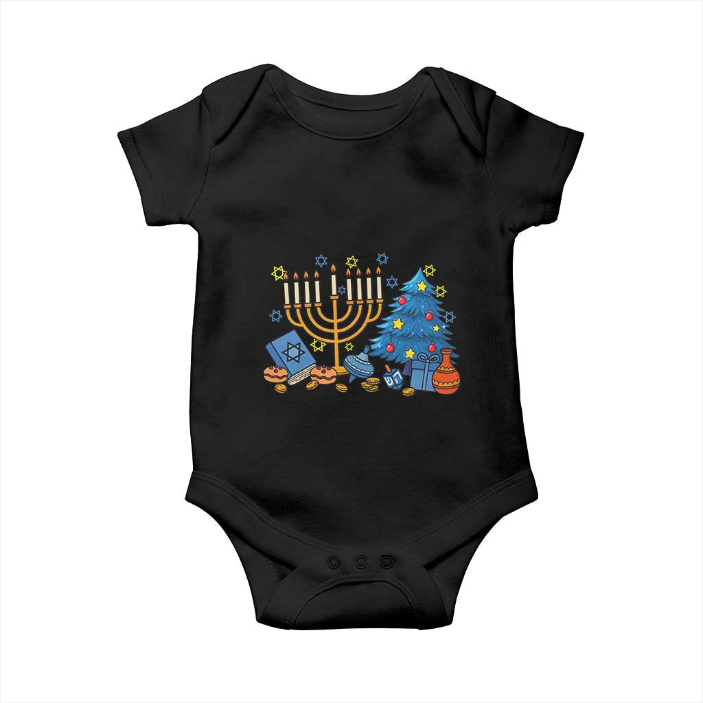 Interfaith Christmas Hanukkah Baby Onesie Celebration Festival Of Lights Gift TS12 Black Print Your Wear