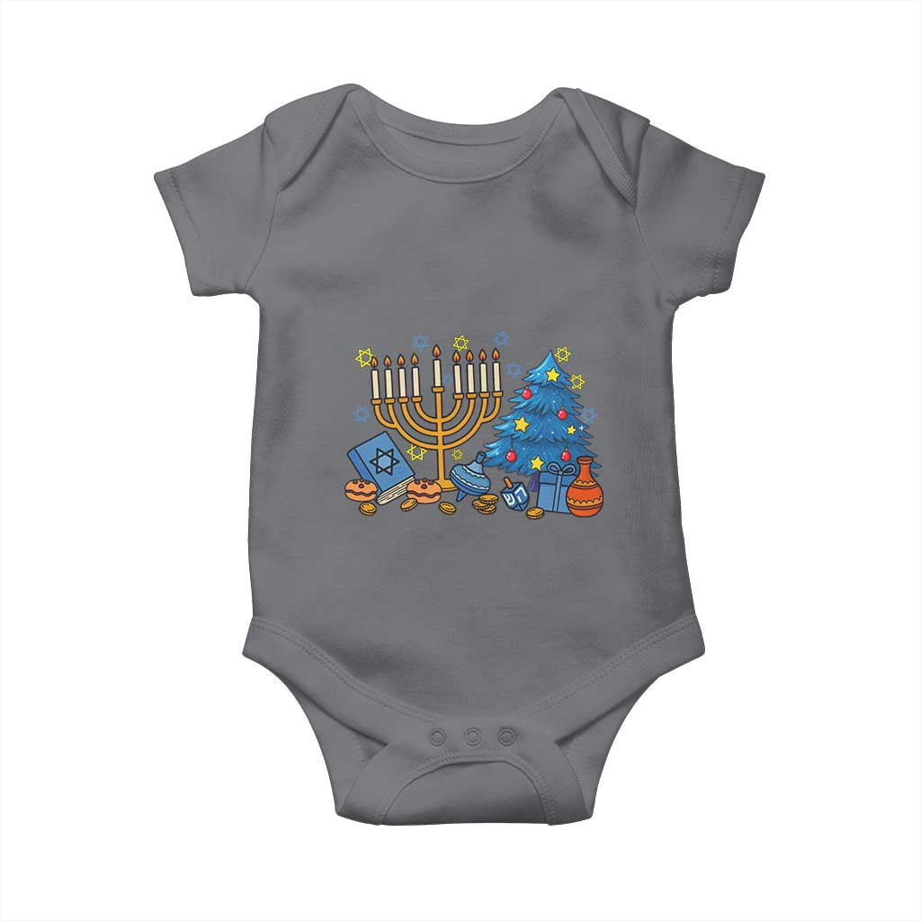 Interfaith Christmas Hanukkah Baby Onesie Celebration Festival Of Lights Gift TS12 Charcoal Print Your Wear