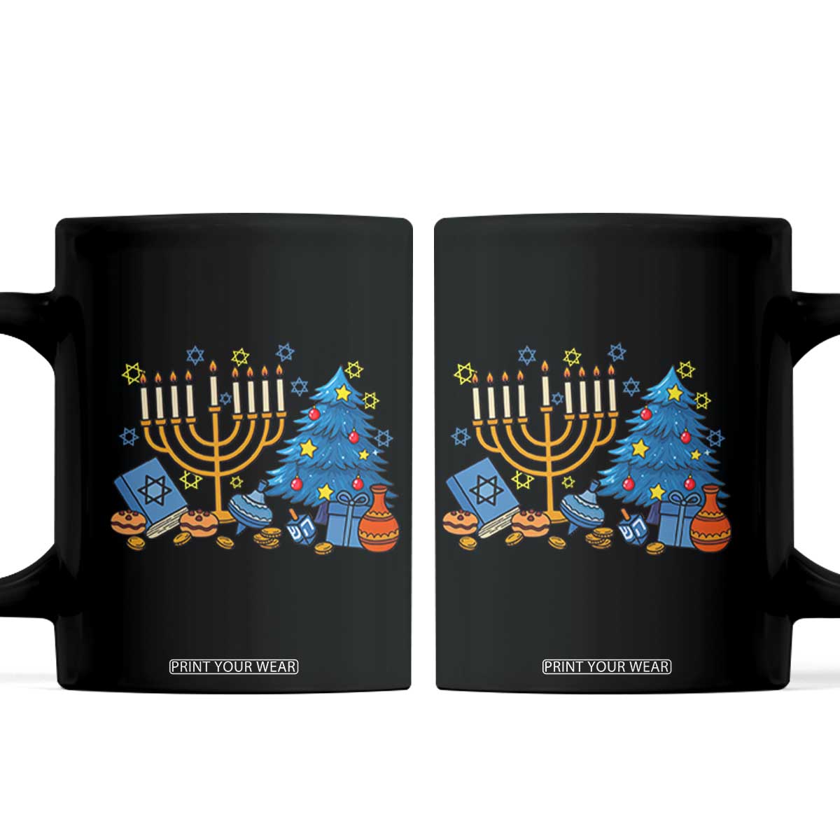 Interfaith Christmas Hanukkah Coffee Mug Celebration Festival Of Lights Gift TS12 Black Print Your Wear