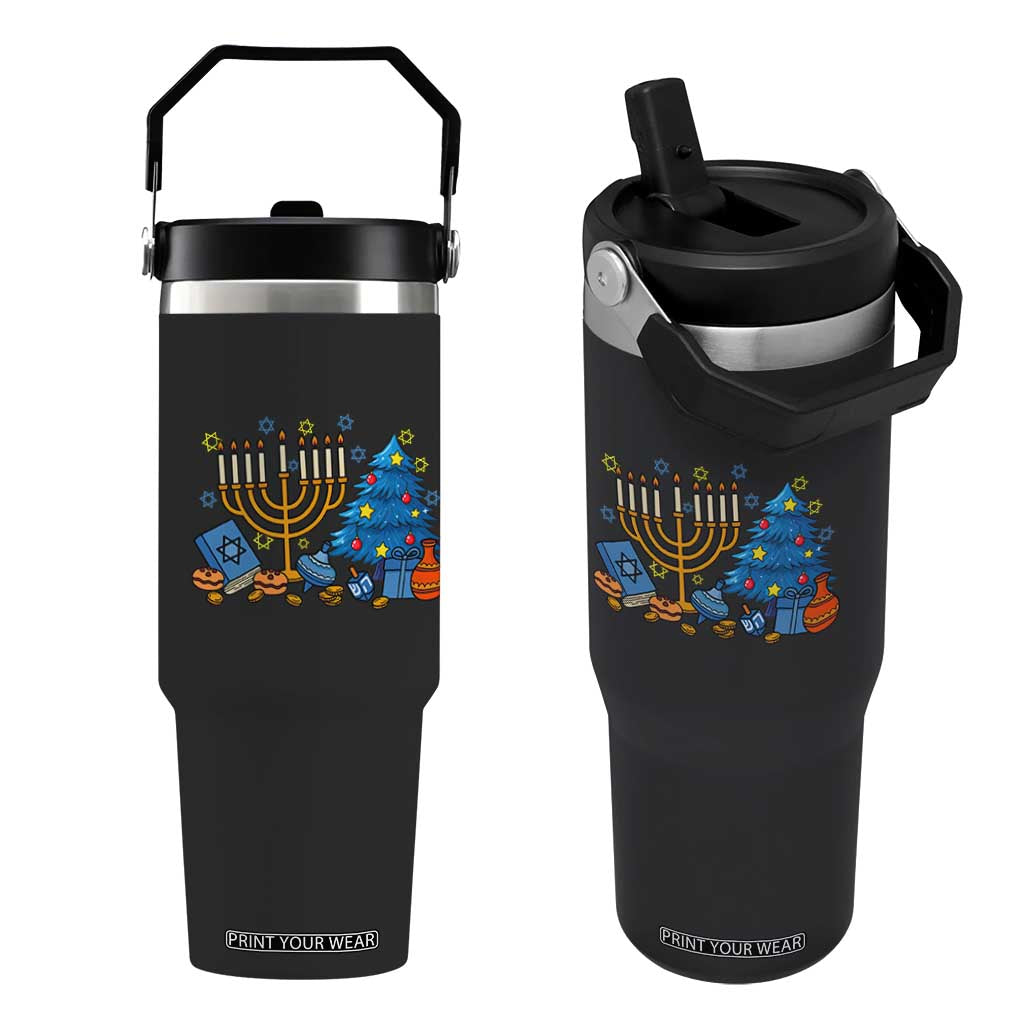Interfaith Christmas Hanukkah Flip Straw Tumbler Celebration Festival Of Lights Gift TS12 One Size: 30 oz Black Print Your Wear