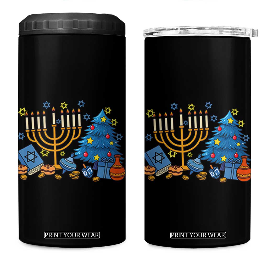 Interfaith Christmas Hanukkah 4 in 1 Can Cooler Tumbler Celebration Festival Of Lights Gift TS12 One Size: 16 oz Black Print Your Wear