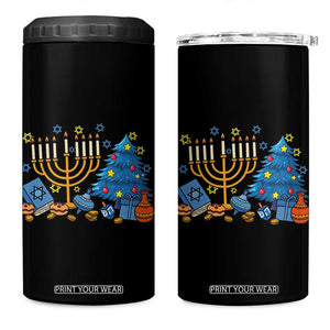 Interfaith Christmas Hanukkah 4 in 1 Can Cooler Tumbler Celebration Festival Of Lights Gift TS12 One Size: 16 oz Black Print Your Wear