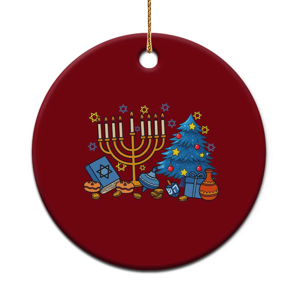 Interfaith Xmas Hanukkah Ceramic Ornament Celebration Festival Of Lights Gift TS12 1pc Red Print Your Wear